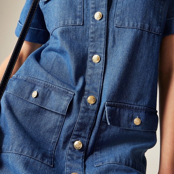 New JCREW Sz 2 Utility Pocket Dress in Denim in Dusk Blue Denim $168 CC924 - Picture 3 of 5